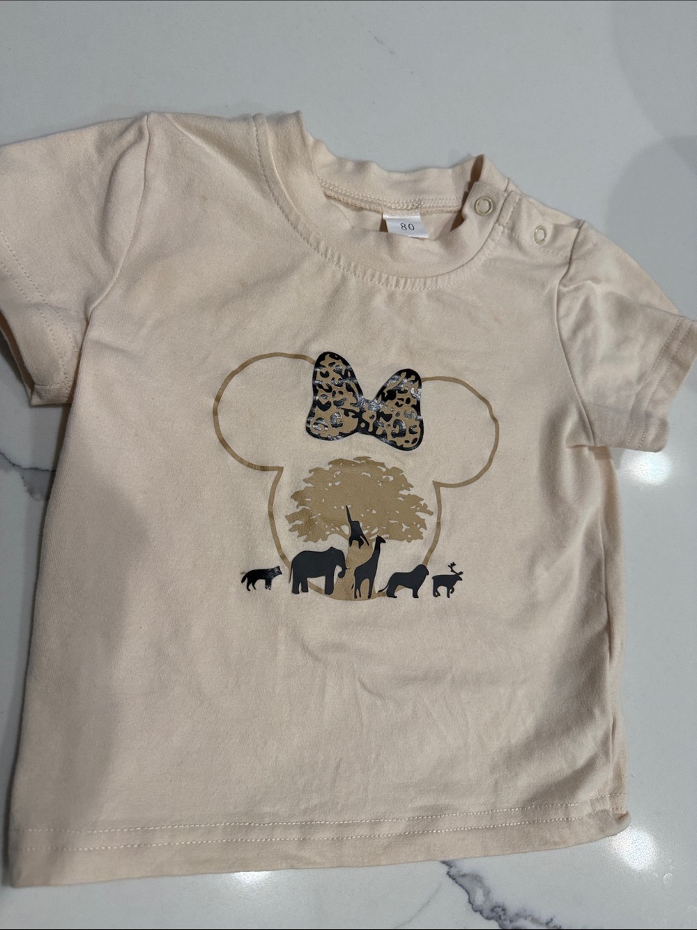 Toddler Cream Graphic Tee with Disney Motif